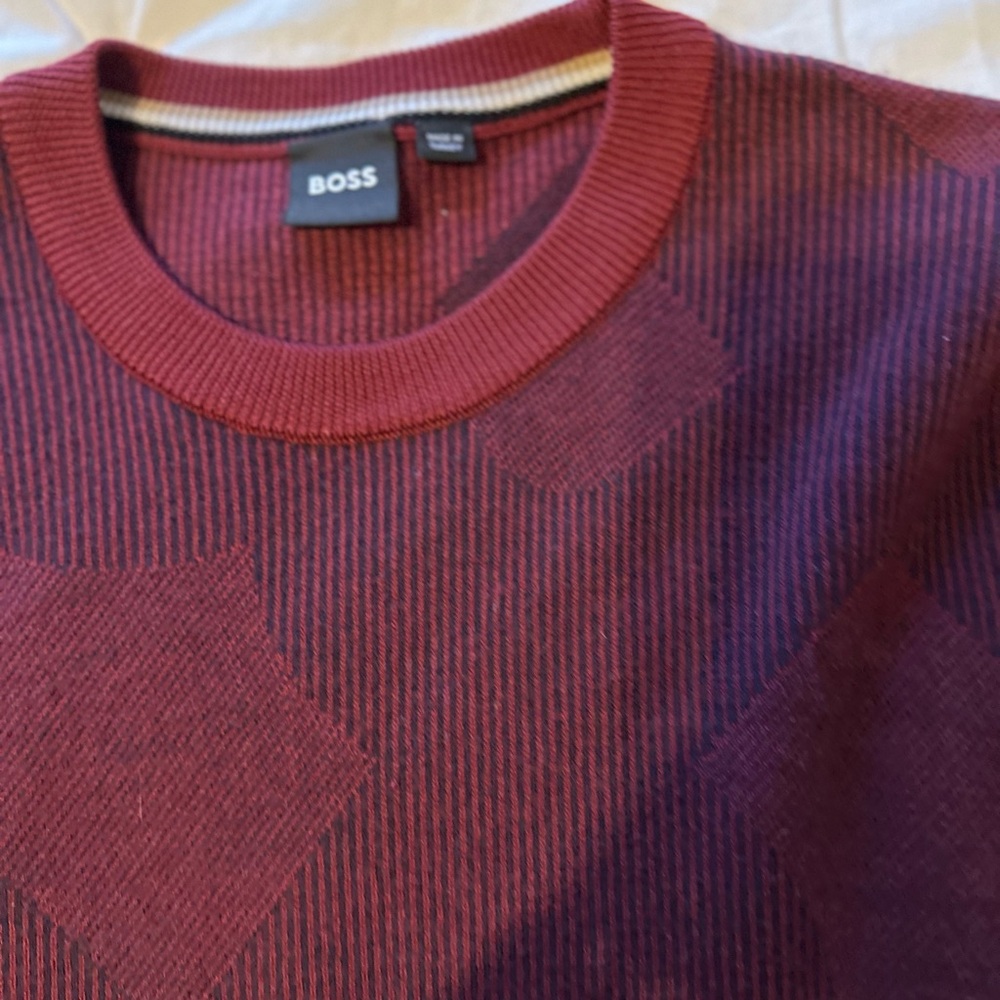 Boss Men's Burgundy Crewneck Sweater